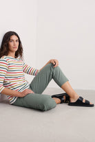 Seasalt Sailor 3/4 Sleeve Top - Tri Breton Orange Coral