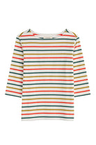 Seasalt Sailor 3/4 Sleeve Top - Tri Breton Orange Coral