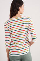 Seasalt Sailor 3/4 Sleeve Top - Tri Breton Orange Coral