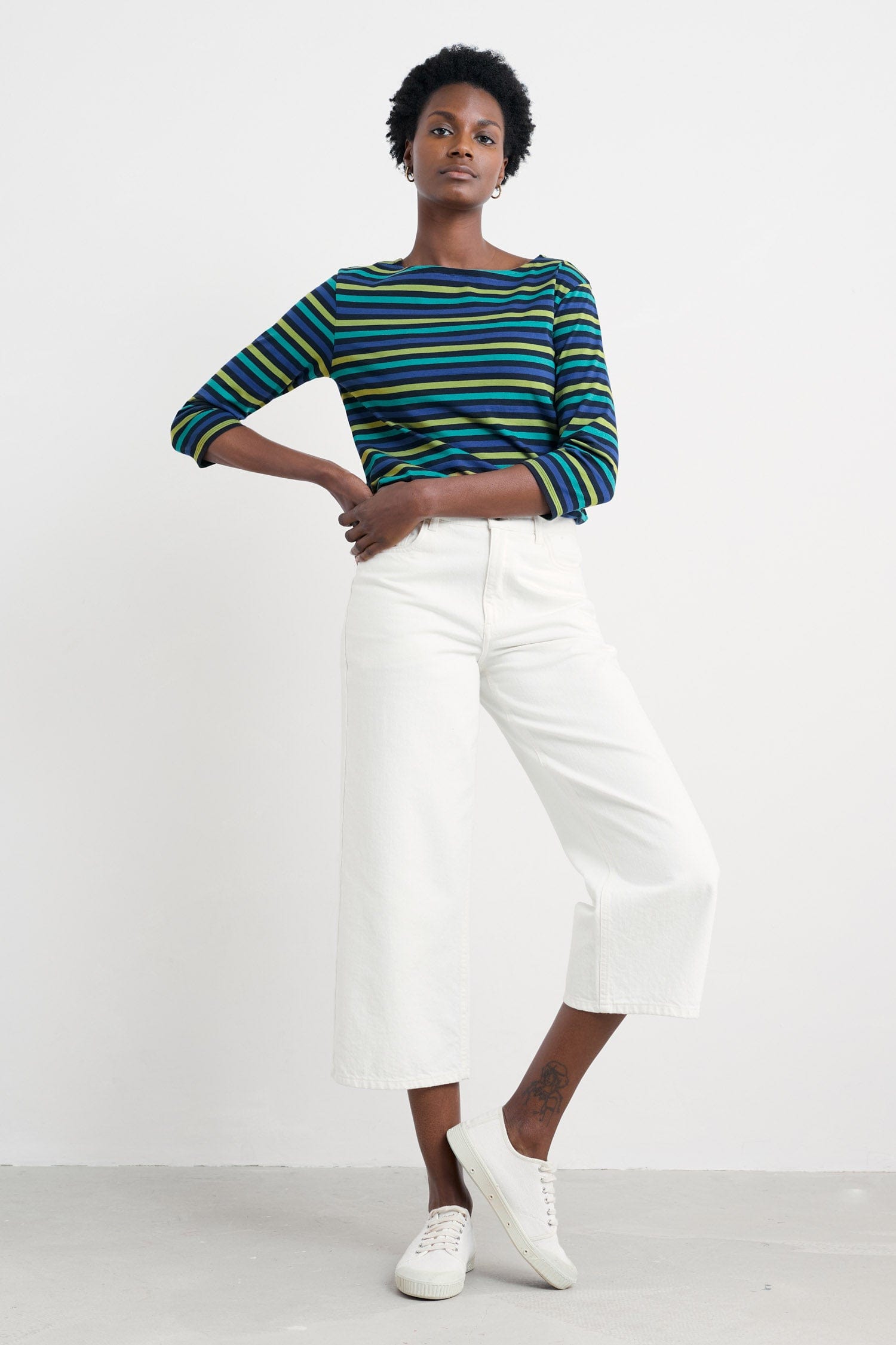 Seasalt Sailor 3/4 Sleeve Top - Tri Mini Cornish Emulsion