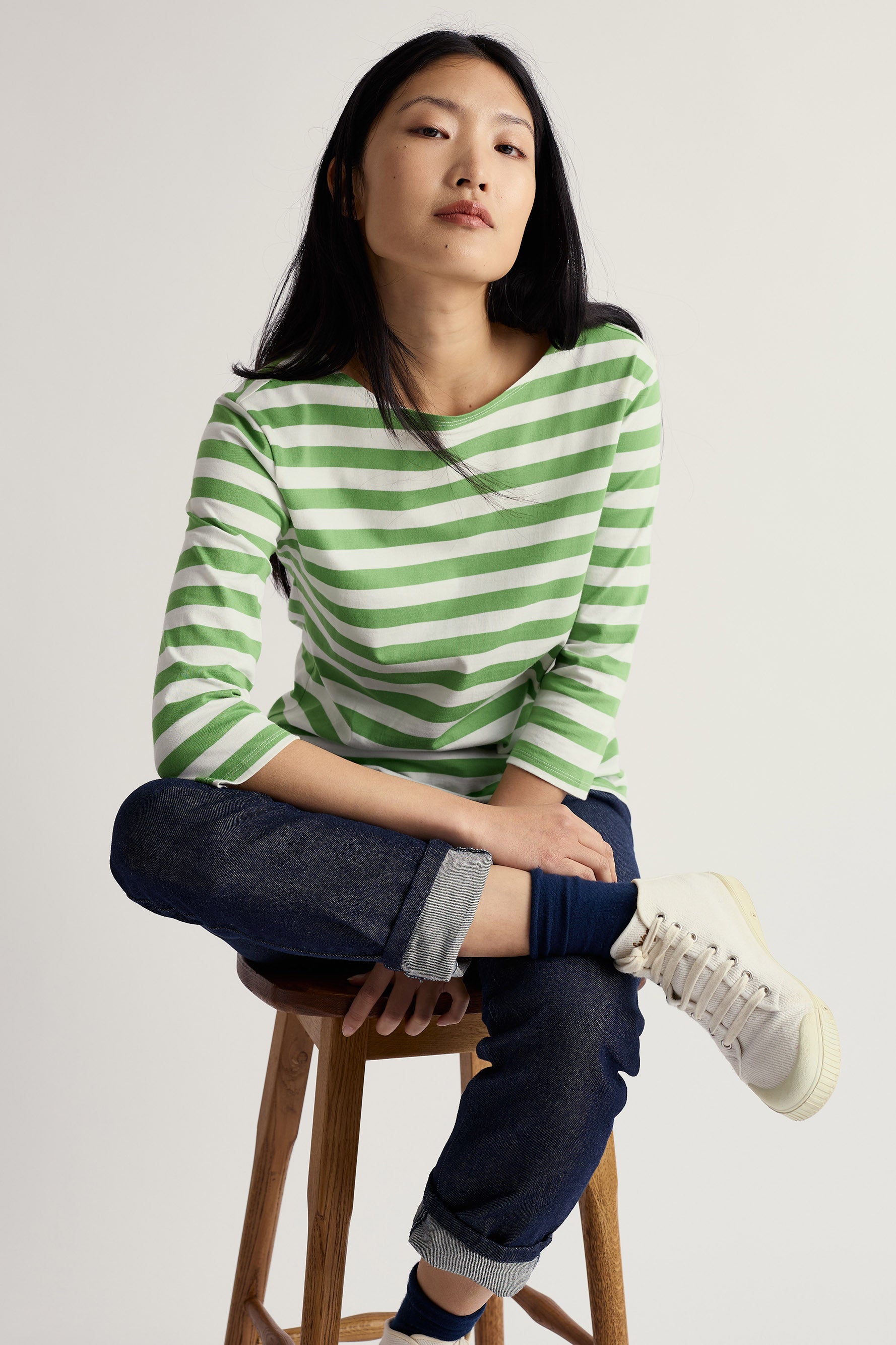 Seasalt Sailor Organic Cotton Jersey Top - Scallion Clover Leaf