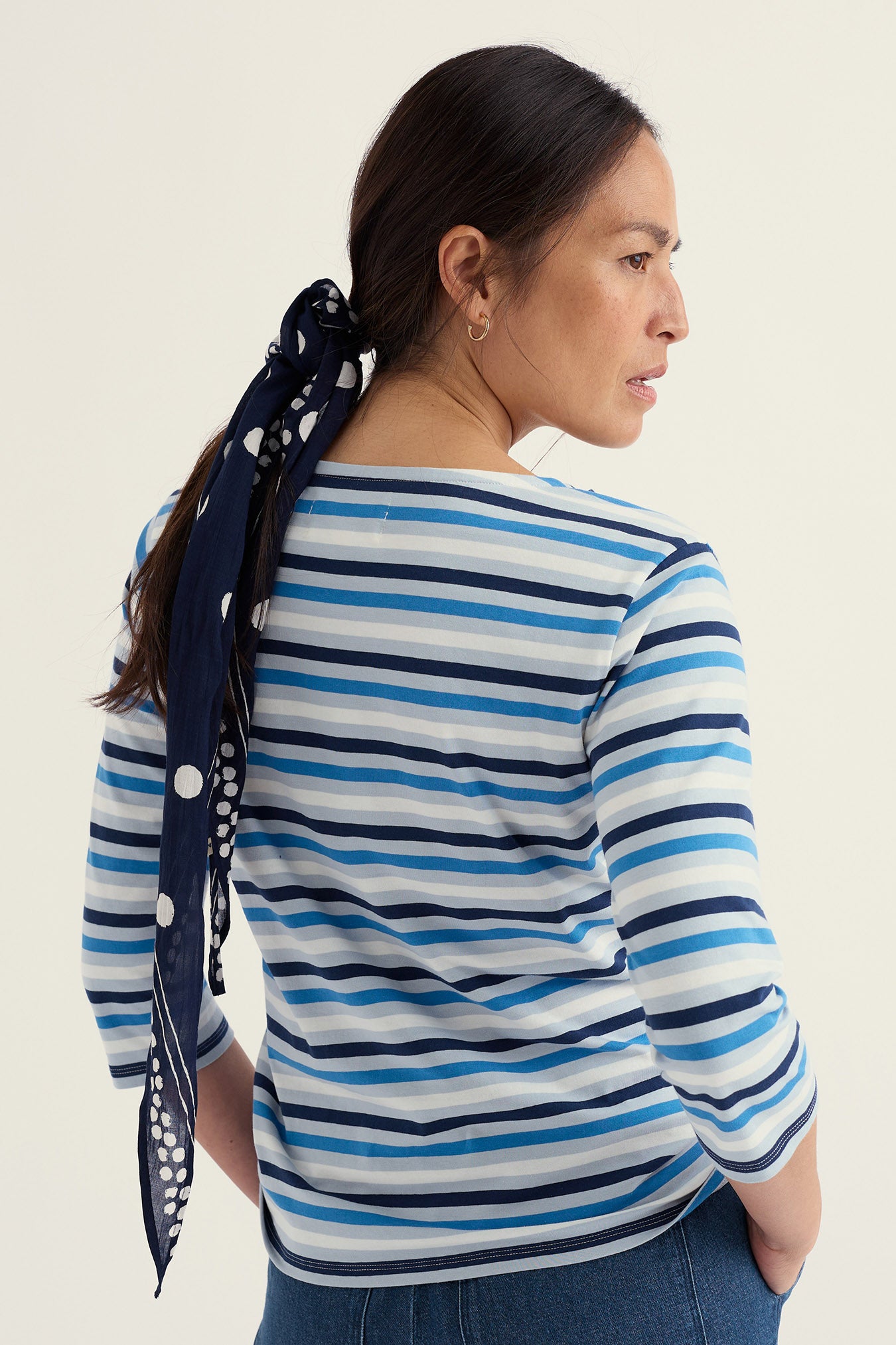 Seasalt Sailor Organic Cotton Jersey Top - Tri Mini Cornish Blue Fog