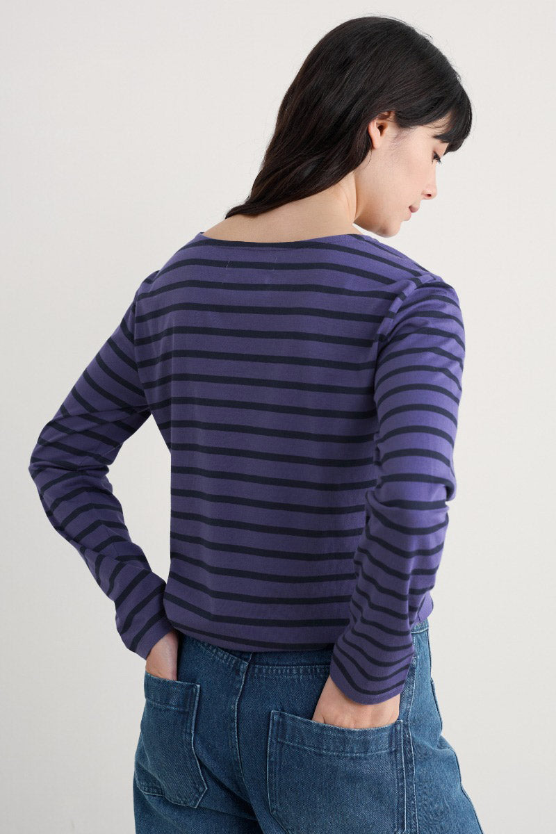 Seasalt Sailor Shirt - Breton Dark Bilberry Maritime