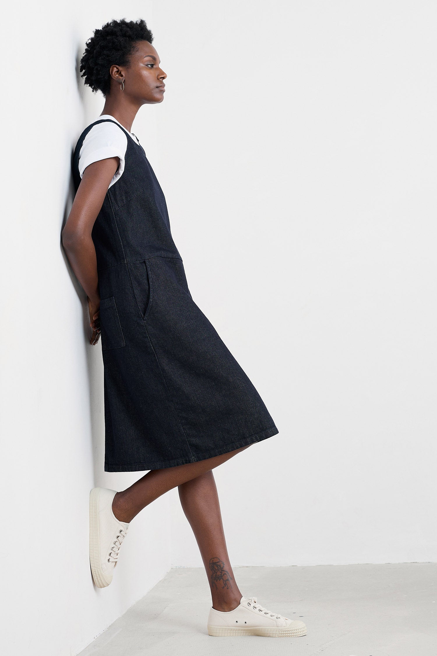 Seasalt Salt Weave Knee Length Pinafore - Dark Wash
