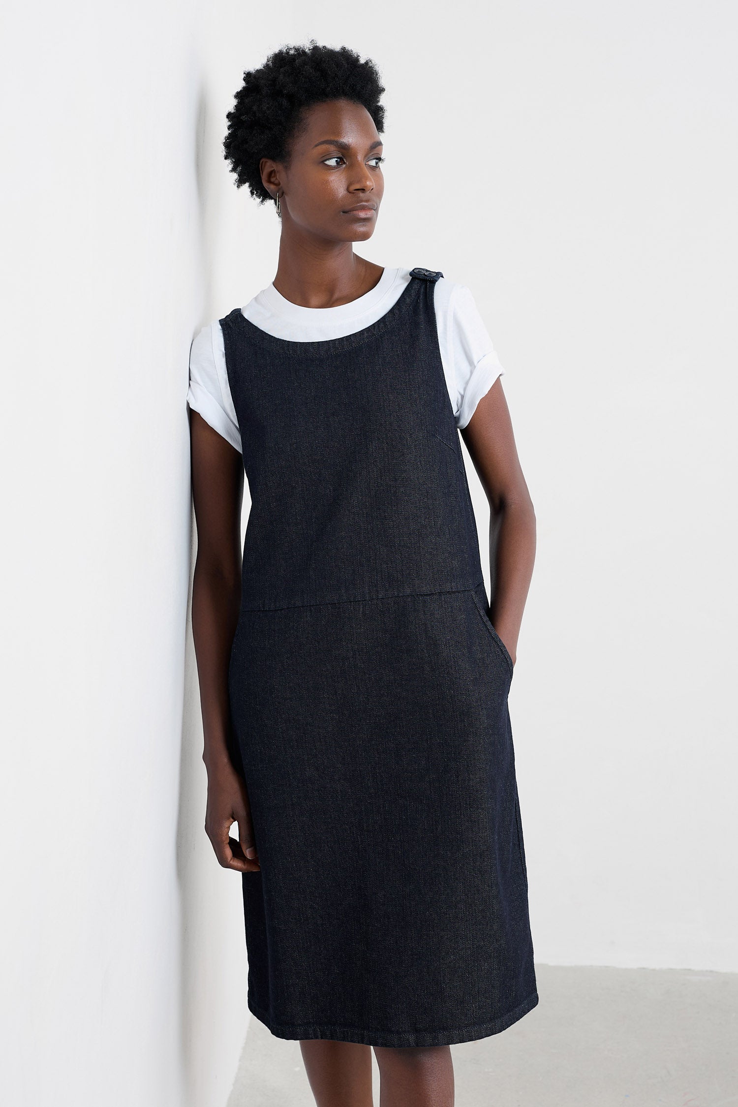 Seasalt Salt Weave Knee Length Pinafore - Dark Wash