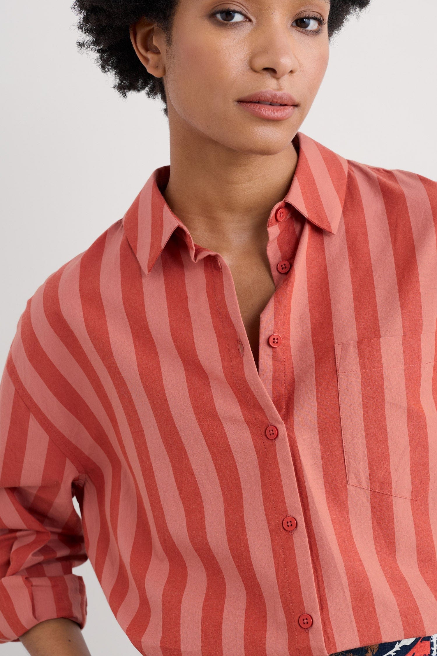 Seasalt Sea Path Shirt - Scallion Stripe Dark Cinnamon