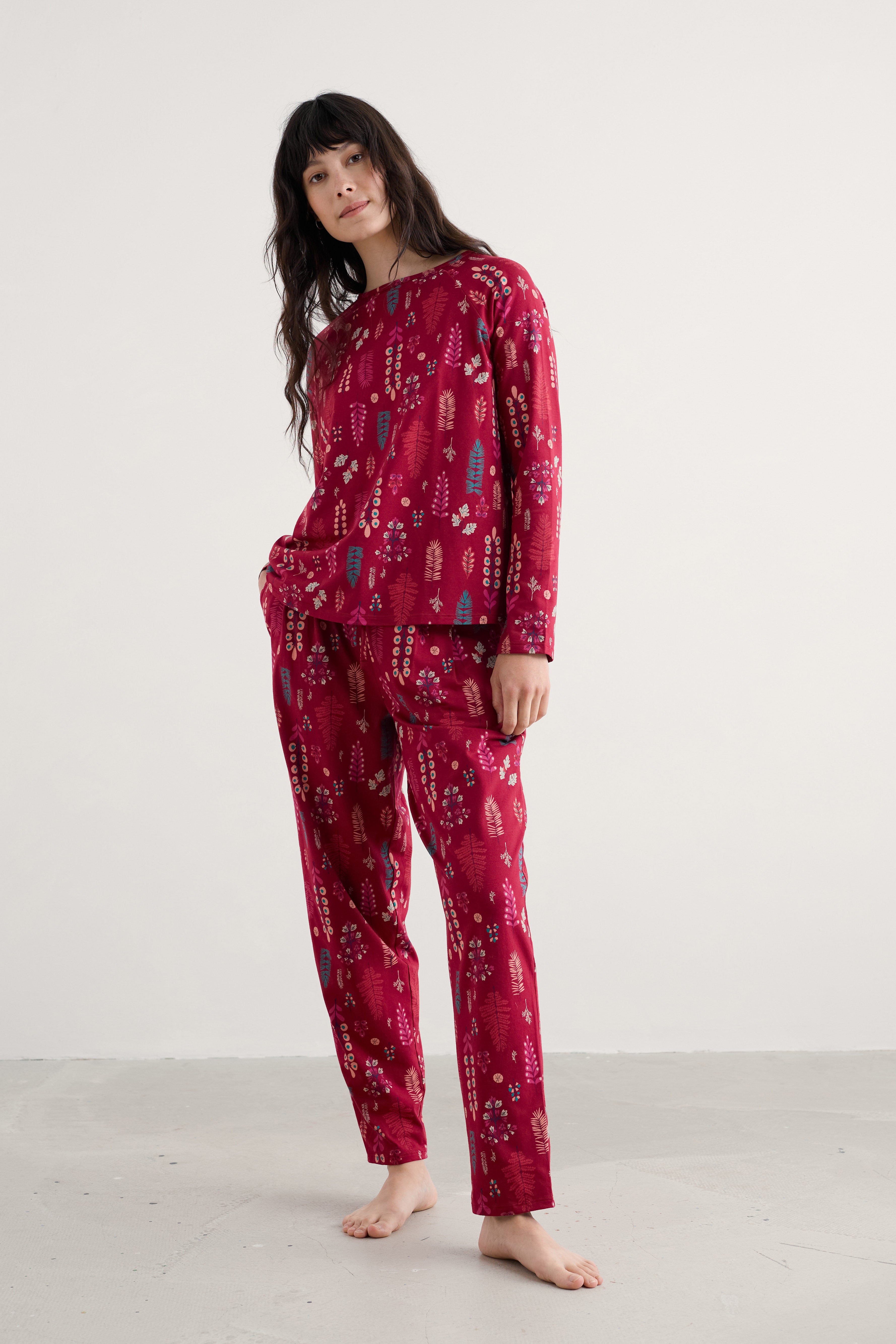Seasalt Setting Sun Cotton Jersey Pyjamas - Botanical Woodland Jam