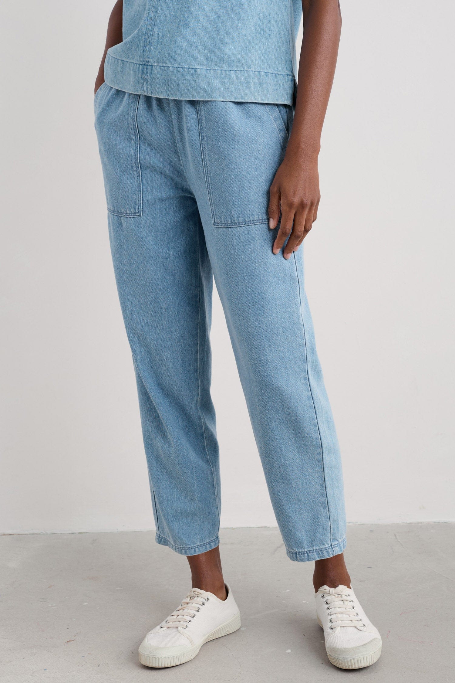 Seasalt Sholl Denim-Linen Trousers - Light Wash