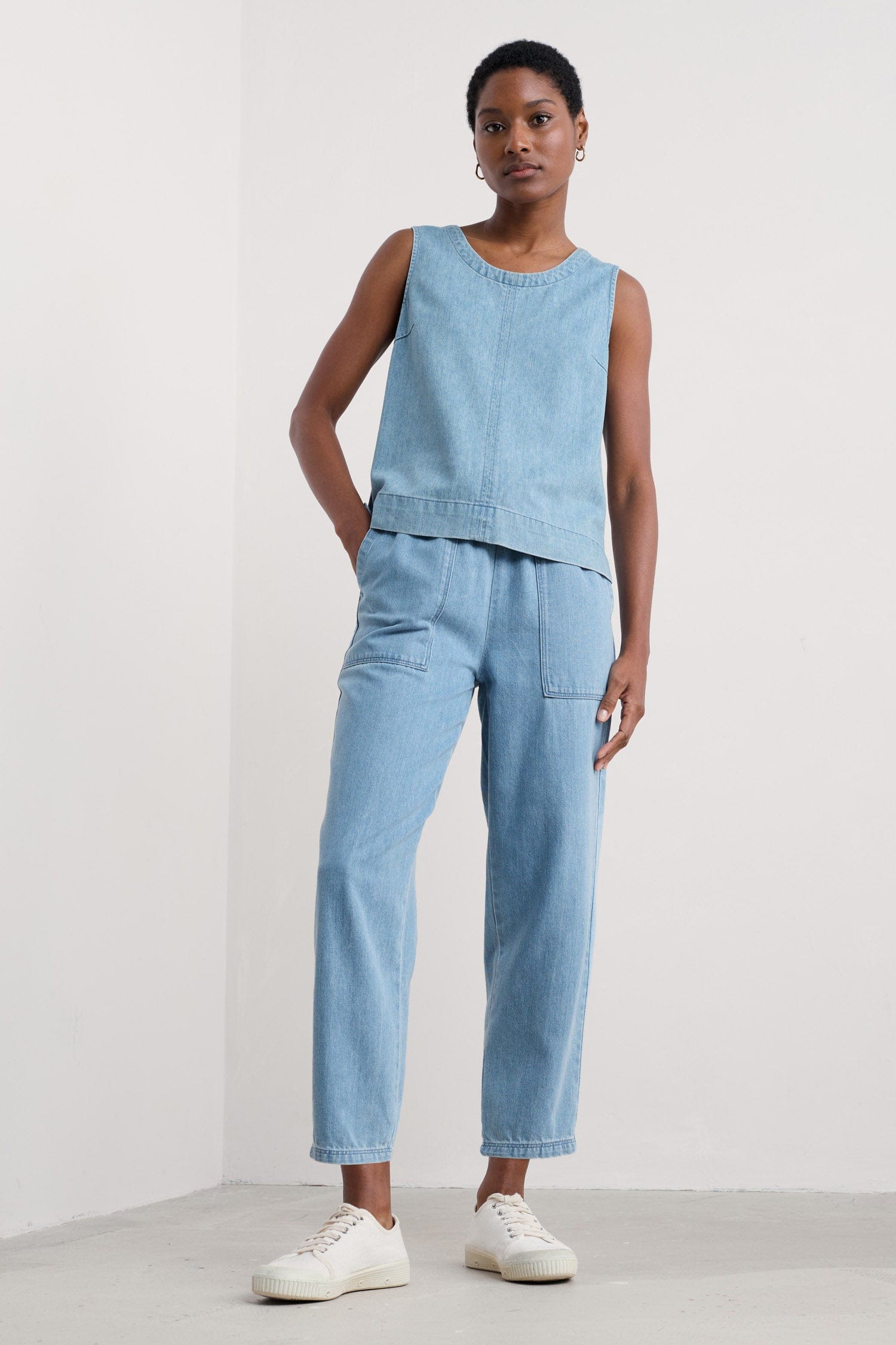 Seasalt Sholl Denim-Linen Trousers - Light Wash