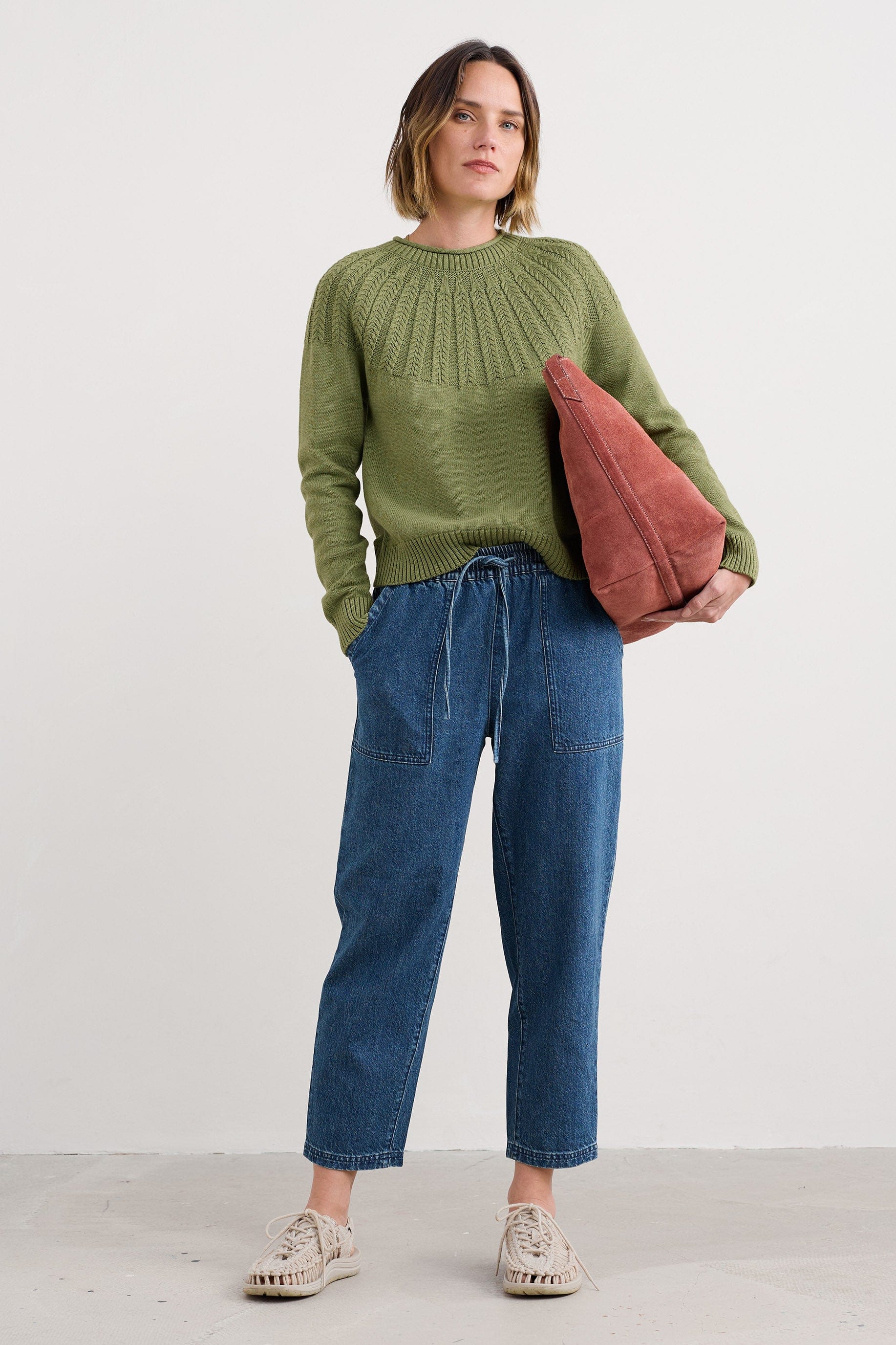 Seasalt Stone Chat Organic Cotton Jumper - Moss