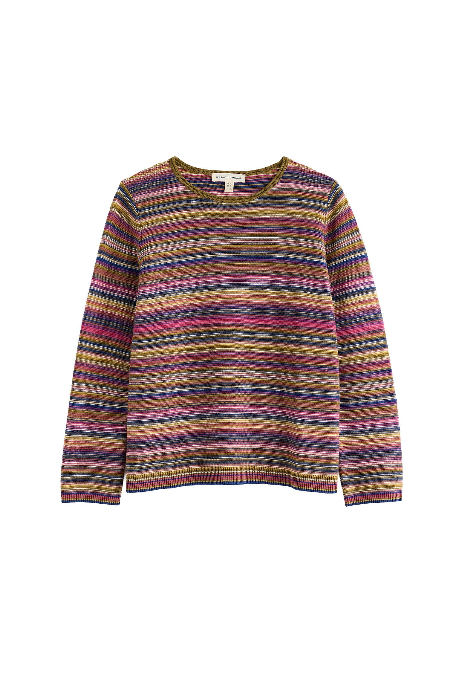 Seasalt Striped Makers Jumper - Ripple Marks Fern Moss Multi