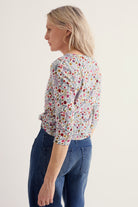 Seasalt Studio 3/4 Button-Through Top - Wild Borders Chalk