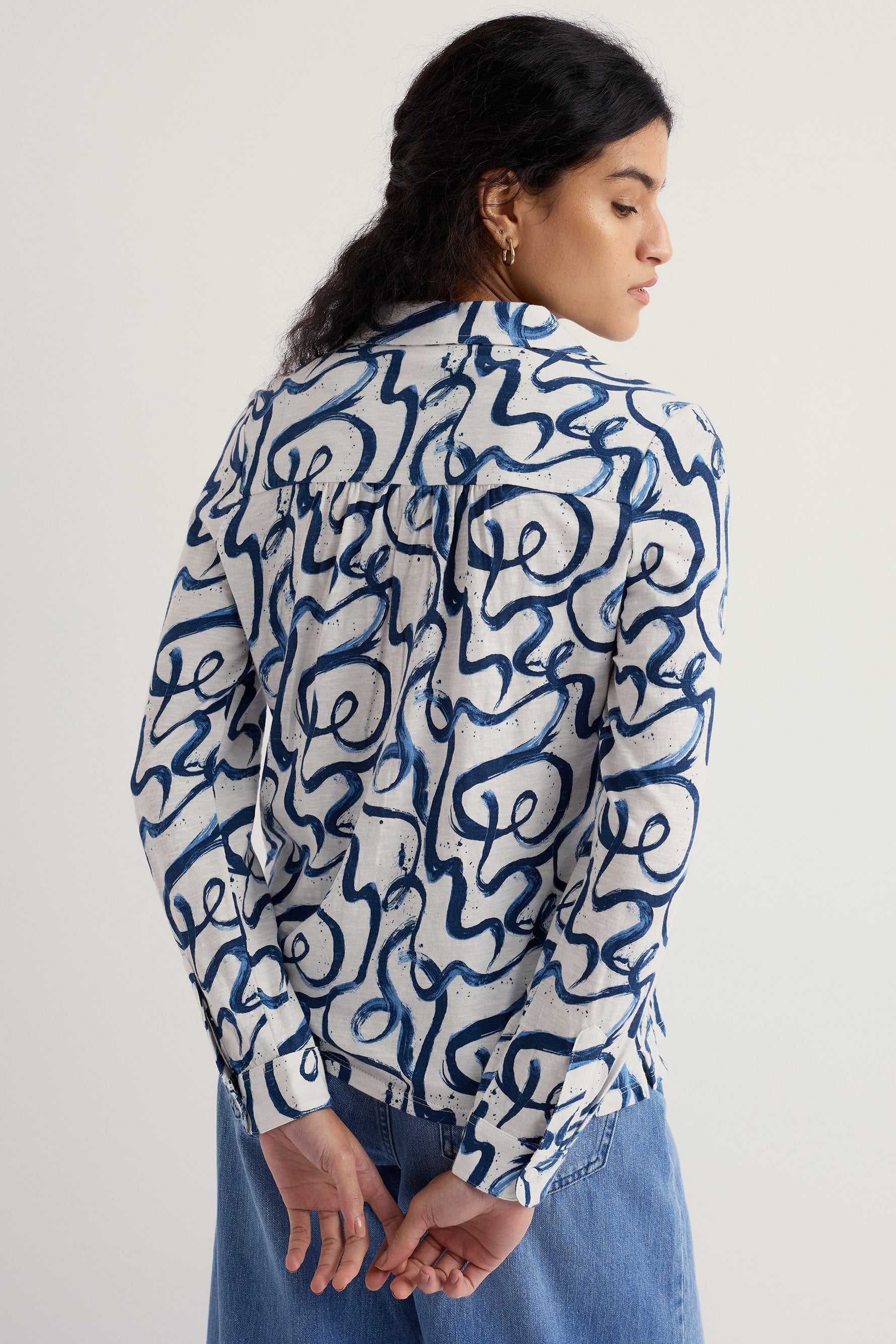 Seasalt Teasel Head Shirt - Ink Strokes Chalk