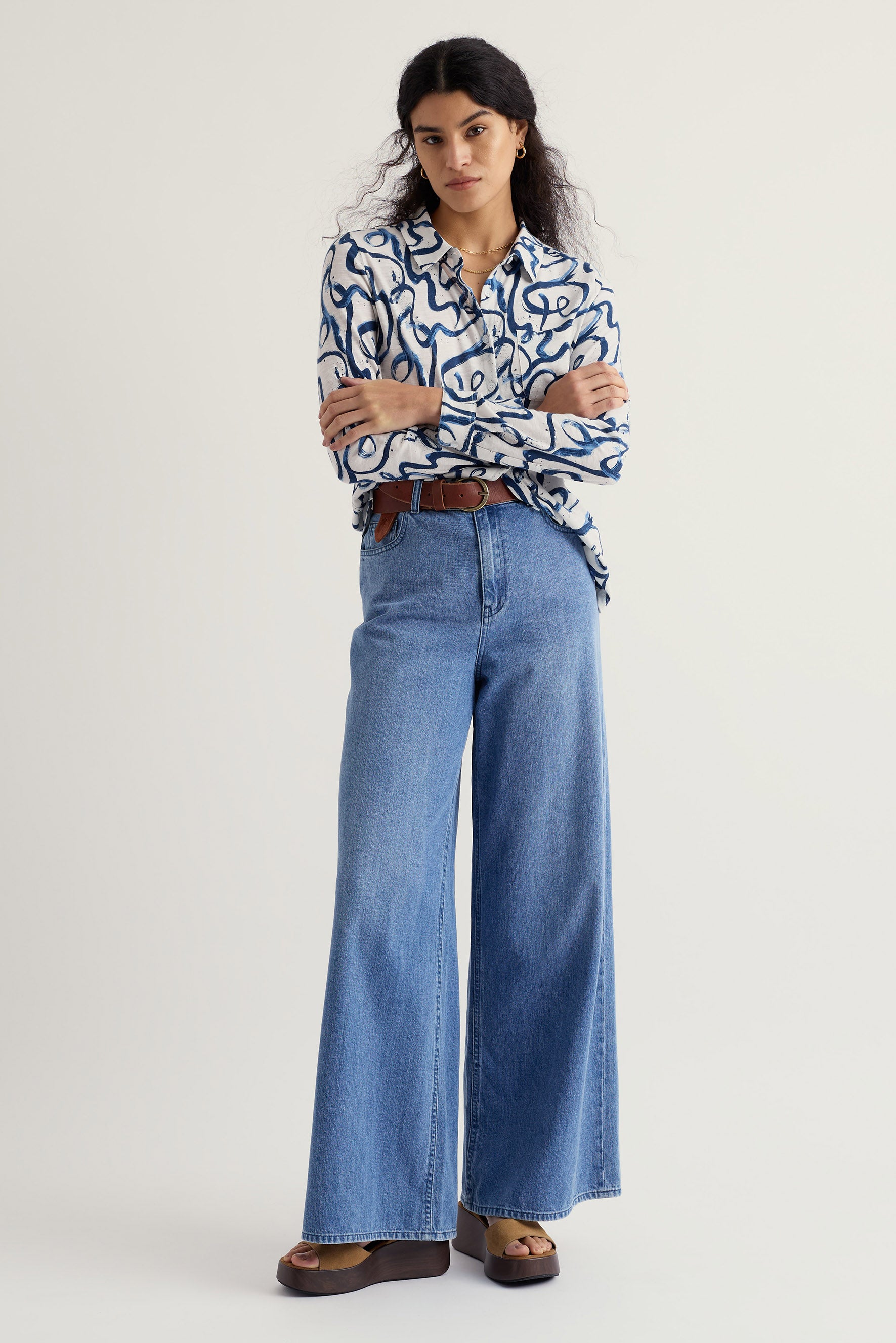 Seasalt Teasel Head Shirt - Ink Strokes Chalk