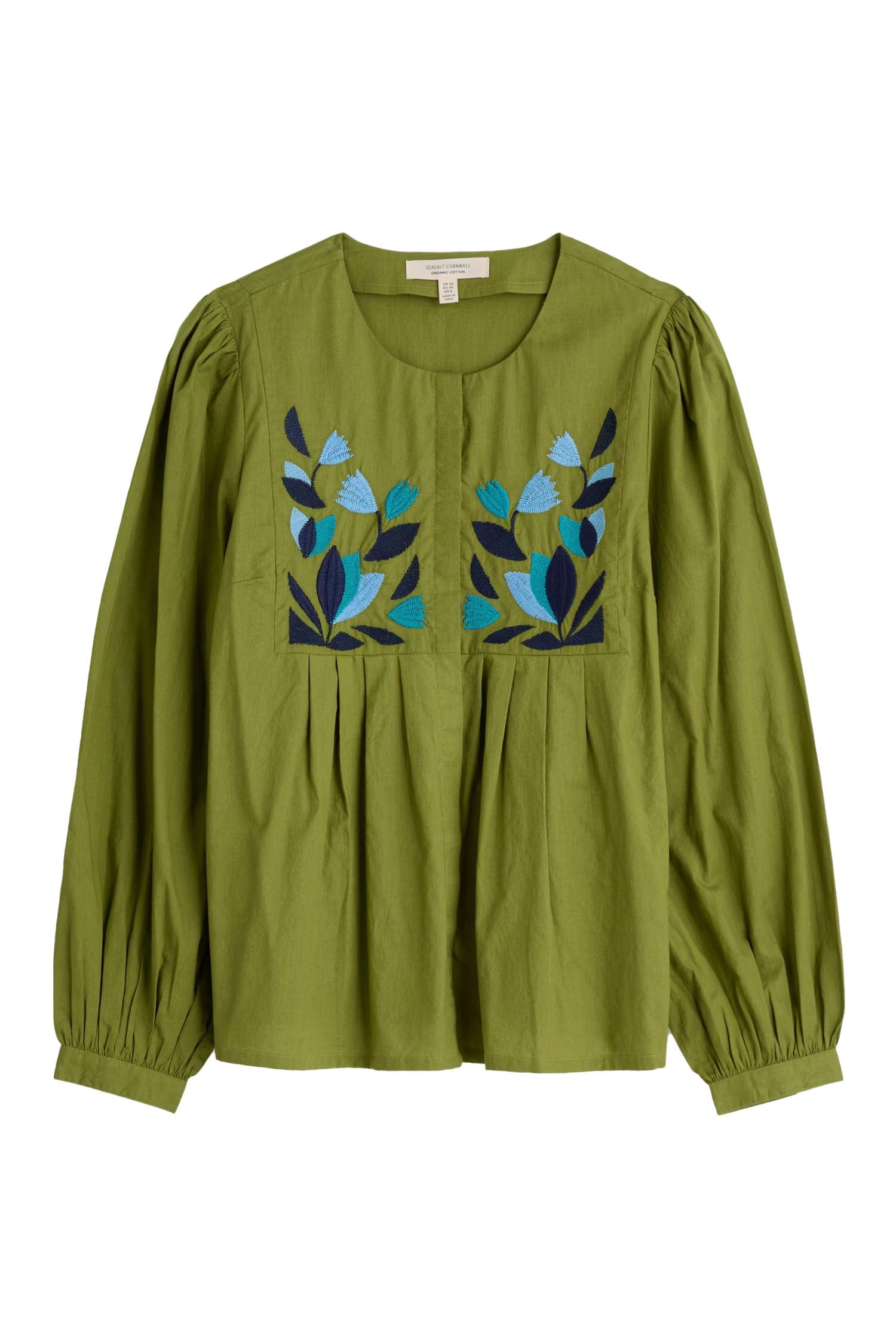 Seasalt Thornapple Organic Cotton Embroidered Shirt - Dark Citron