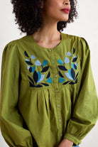 Seasalt Thornapple Organic Cotton Embroidered Shirt - Dark Citron