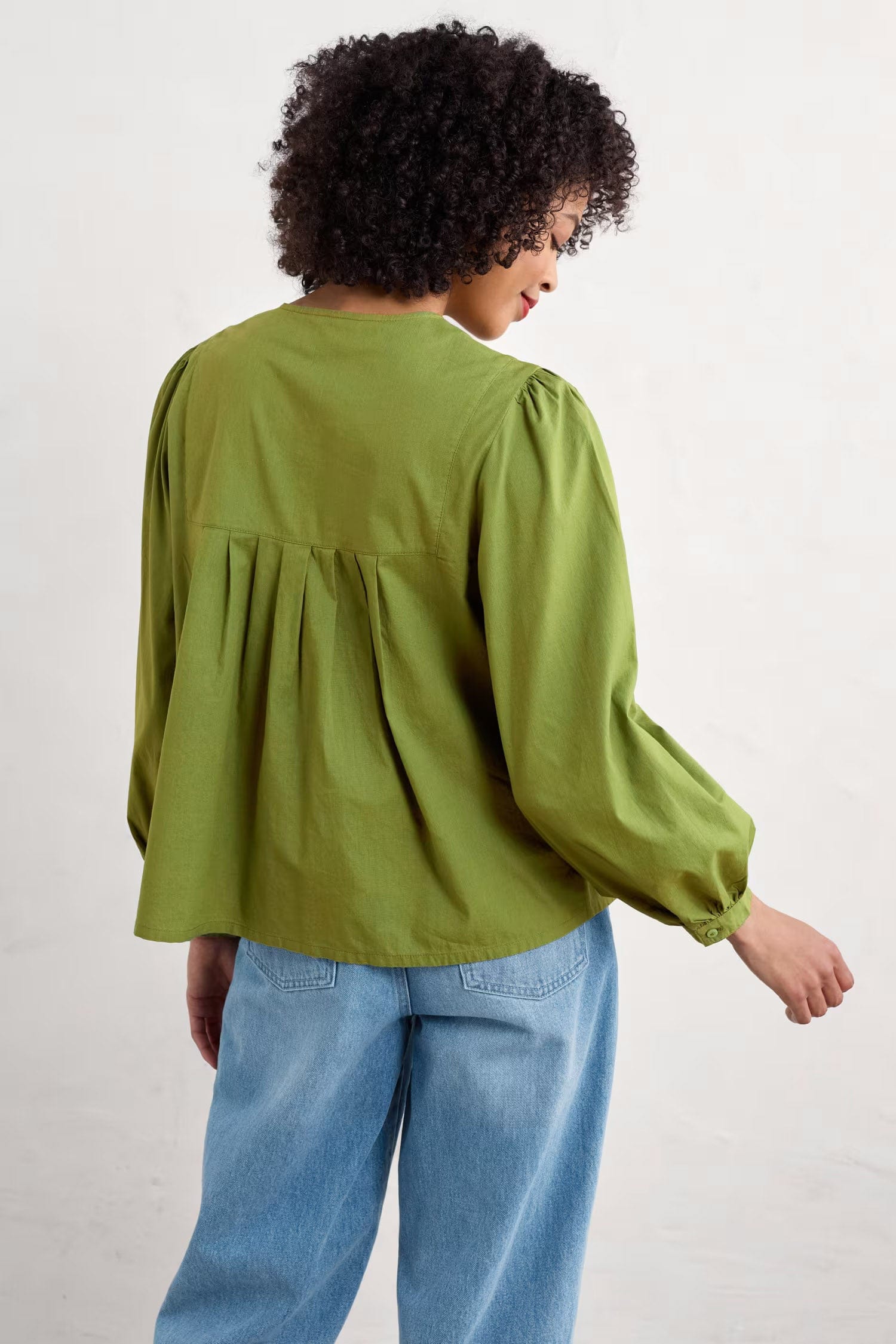 Seasalt Thornapple Organic Cotton Embroidered Shirt - Dark Citron