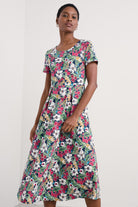 Seasalt Veronica Short Sleeve Midi Dress - Garden Flowers Night