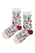 Seasalt Women's Bamboo Arty Socks - Sweet Pea Bird Chalk B-AC17165_37333_OS