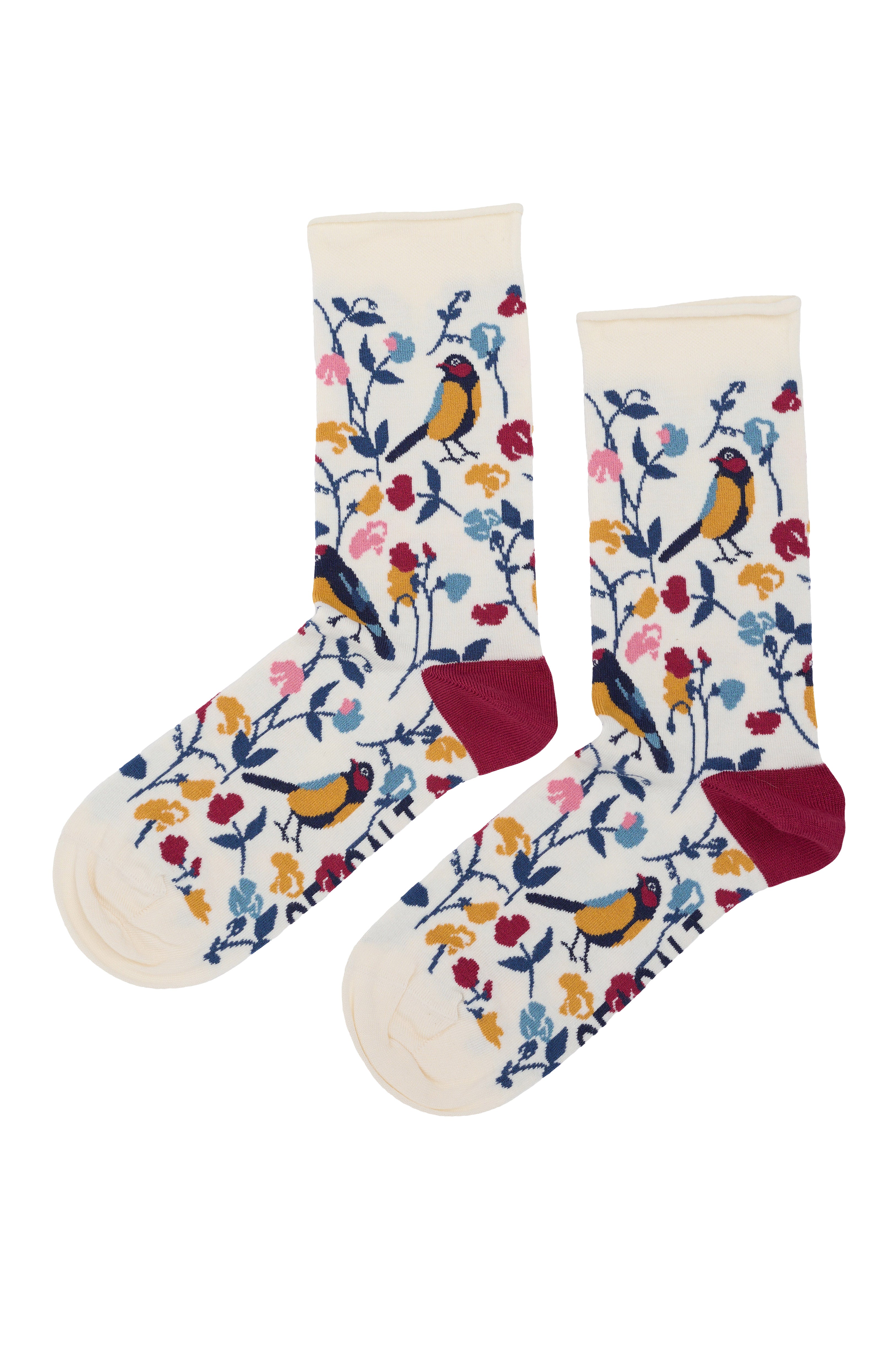 Seasalt Women's Bamboo Arty Socks - Sweet Pea Bird Chalk B-AC17165_37333_OS