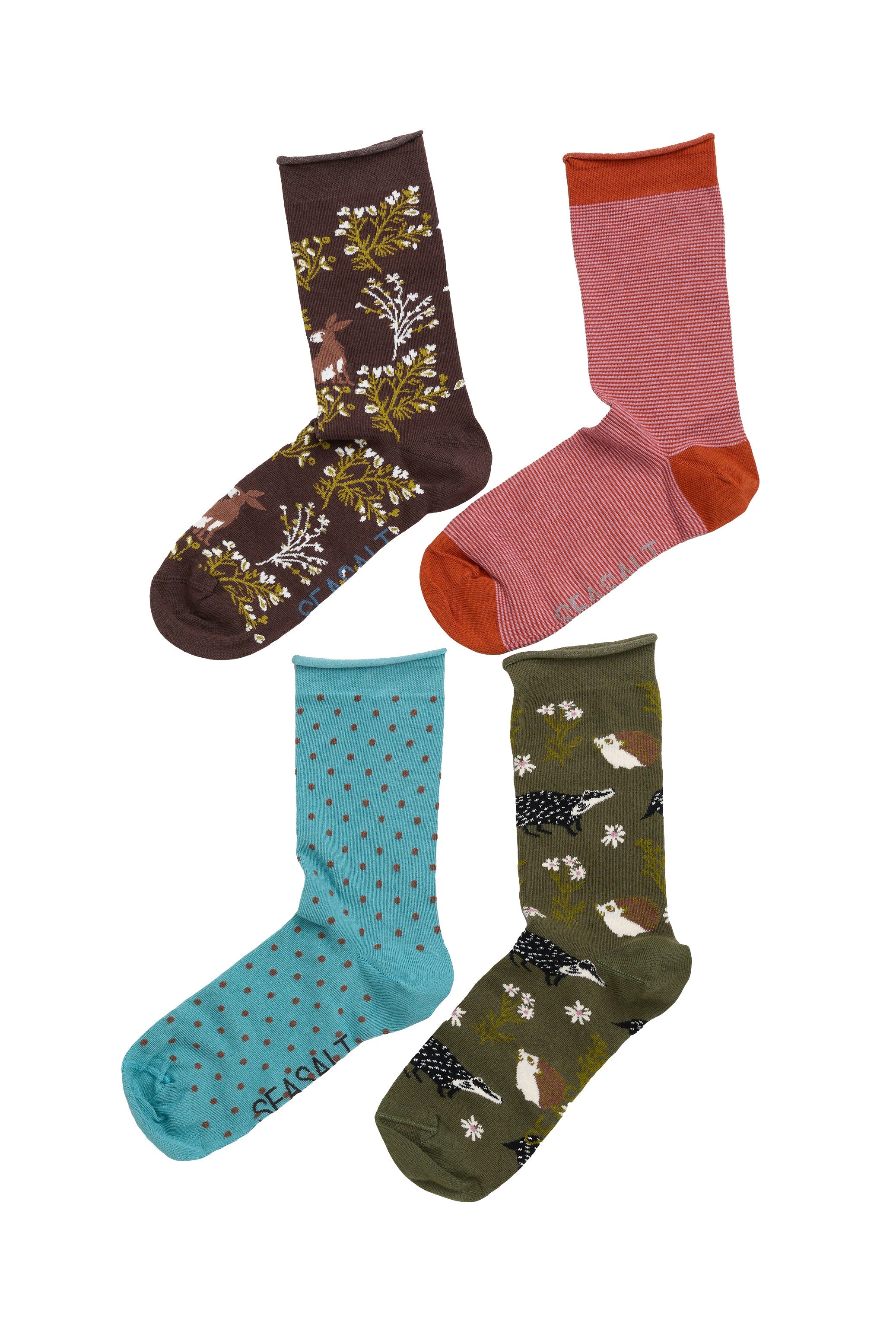 Seasalt Women's Sailor Socks Box of 4 Nature - Fronds Mix B-AC34876_34260_OS
