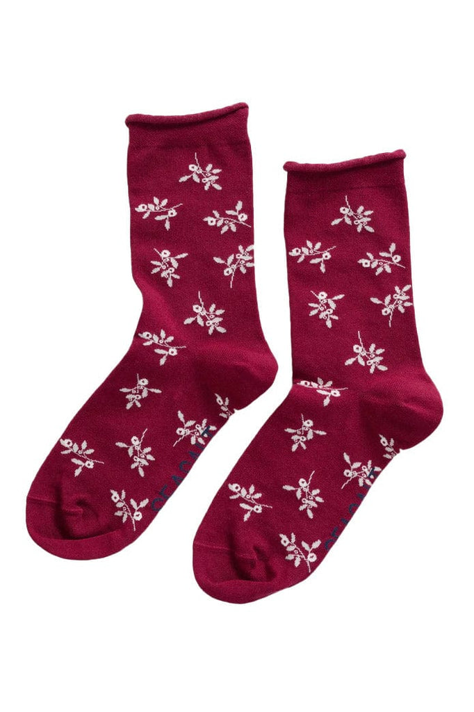 Seasalt Womens Arty Socks - Festive Berries Red Cabin B-AC00412_29195_OS