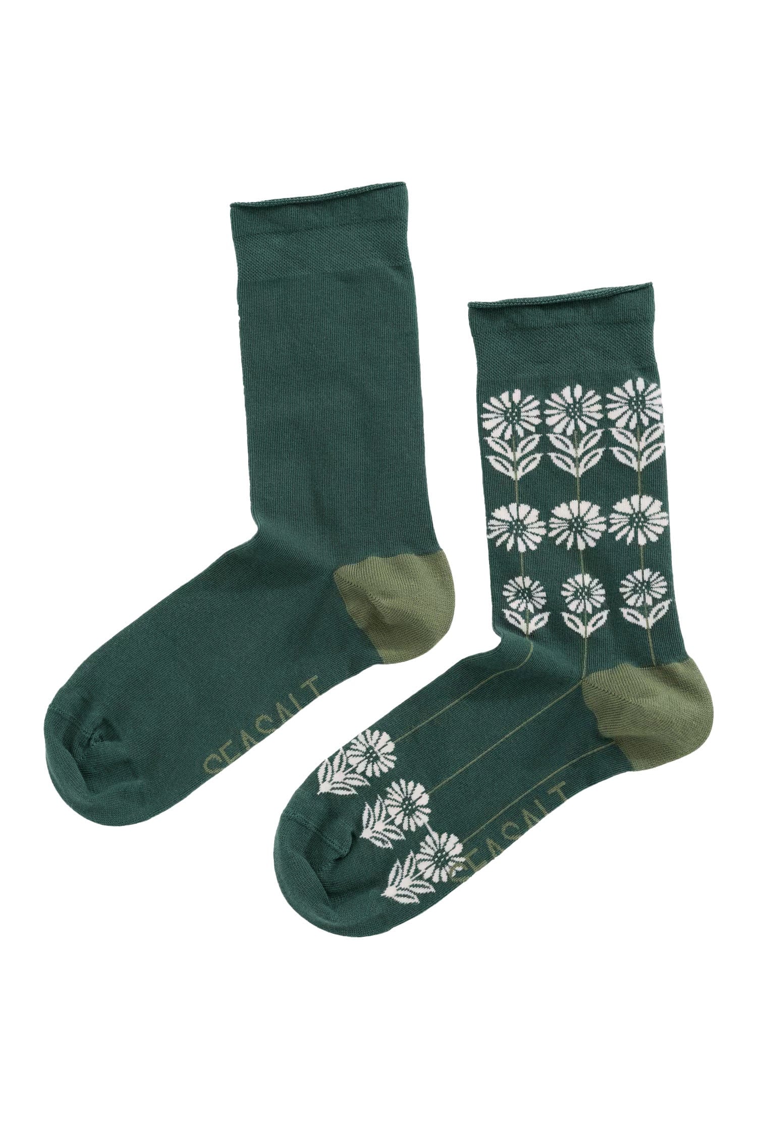 Seasalt Womens Organic Cotton Arty Socks - Daisy Lines Dark Forage B-AC34099_34785_OS