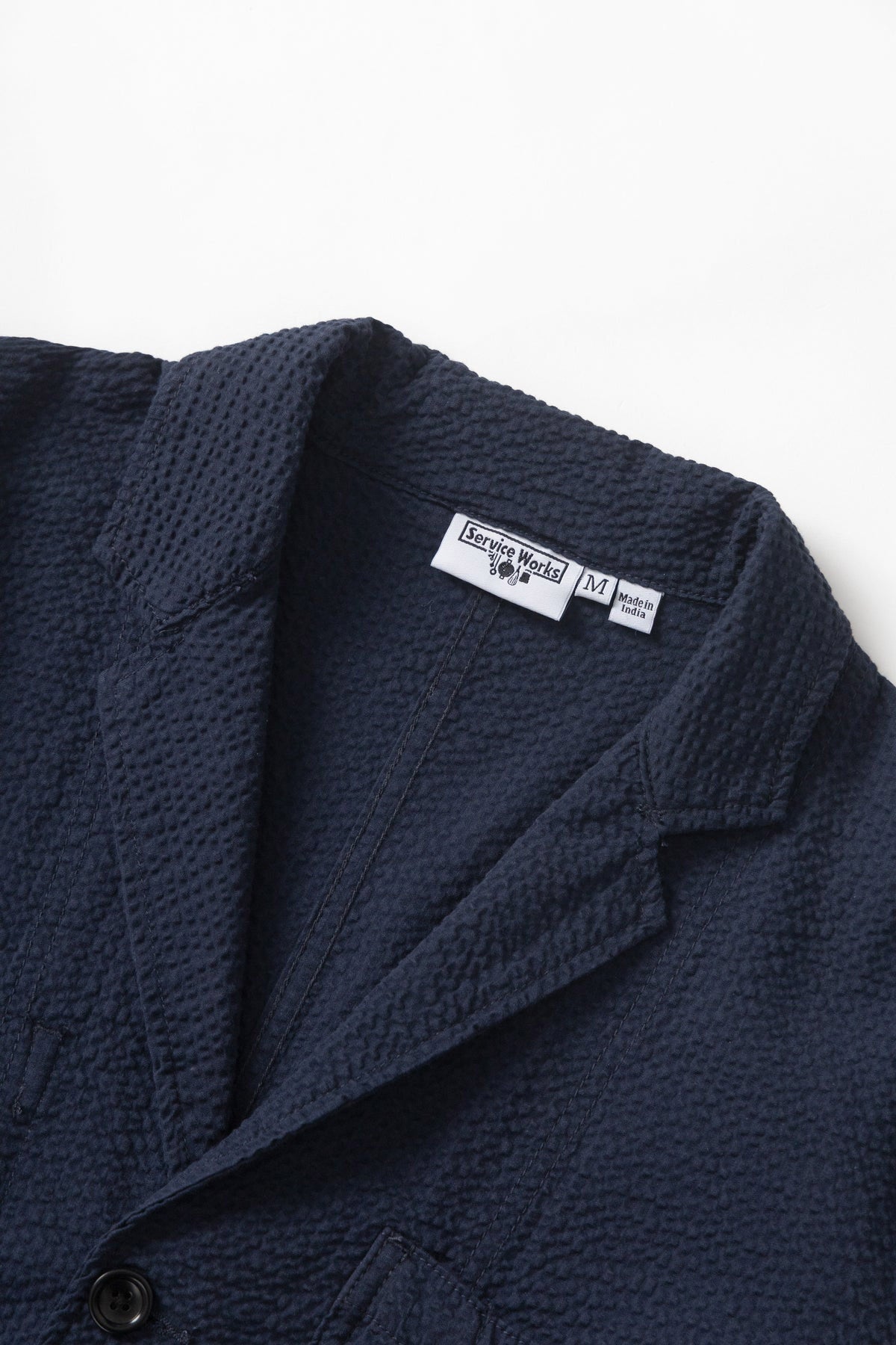Server Mess Jacket Service Works Seersucker Server Suit Jacket - Dark Navy – Potters of Buxton