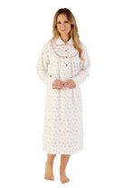 Slenderella Brushed Cotton Floral 45 Inch Nightdress - Red