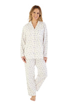 Slenderella Brushed Cotton Floral Pyjama Set - Purple