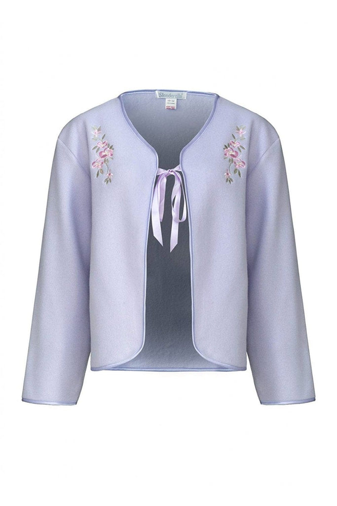 Slenderella Embroidered Fleece Tie Bed Jacket - Lilac