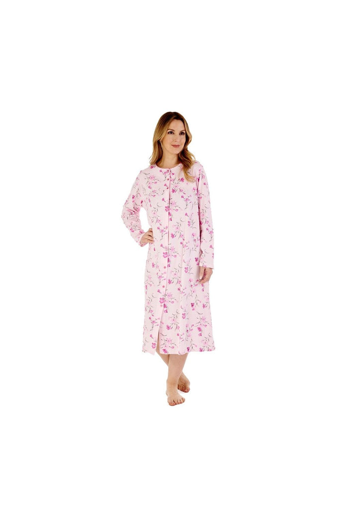 Slenderella Floral Jersey Long Sleeve 46  Nightdress - Pink
