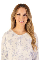 Slenderella Floral Print Bamboo Jersey Long Sleeve Nightdress - Ivory