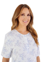 Slenderella Floral Print Bamboo Jersey Short Sleeve Nightdress - Blue