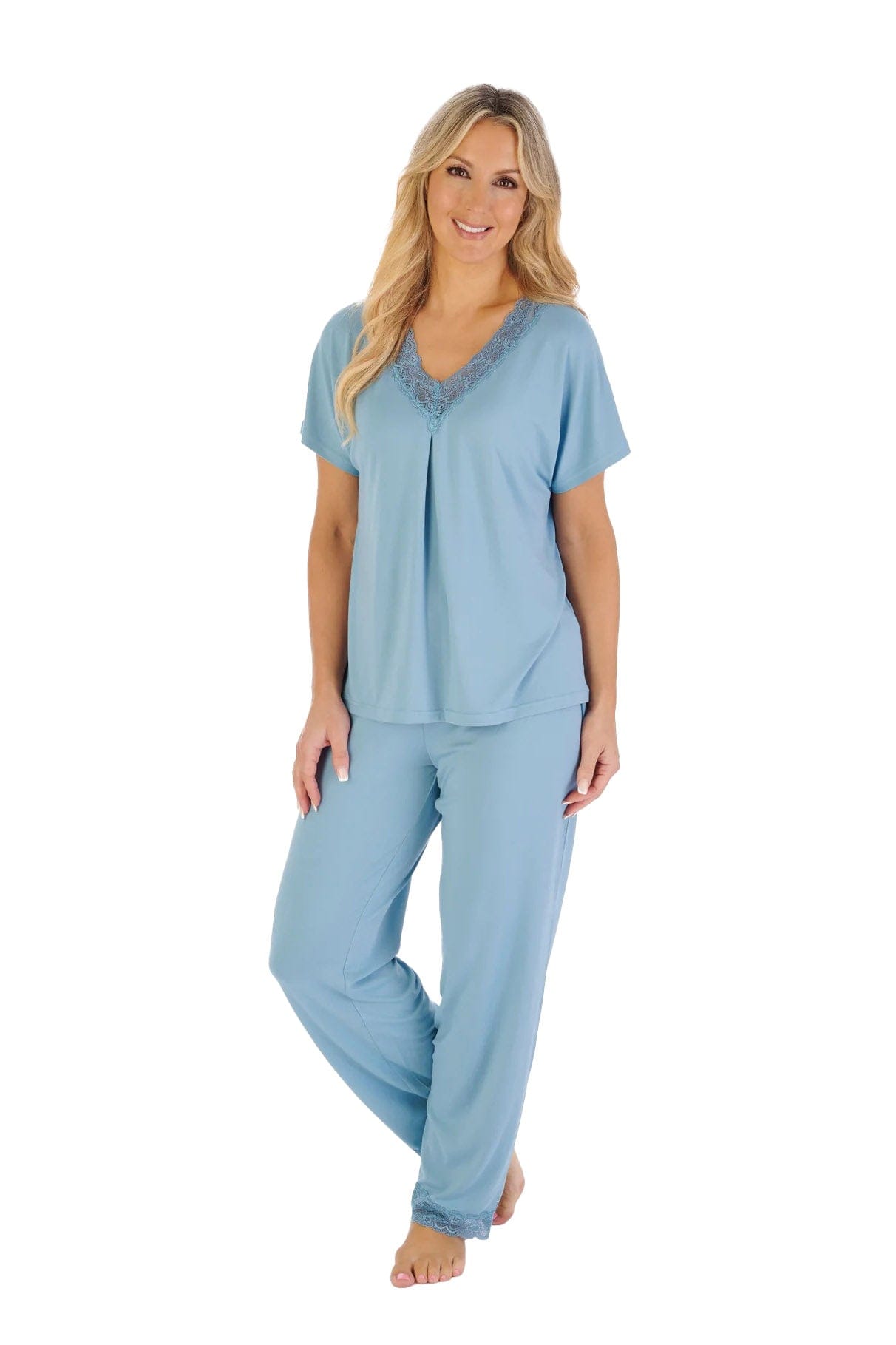 Slenderella Gaspe Supersoft Pyjama Set - Blue