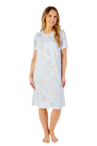 Slenderella Jersey Floral 43 Inch Short Sleeve Nightdress - Blue