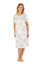 Slenderella Jersey Floral 43 Inch Short Sleeve Nightdress - Lilac