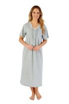 Slenderella Jersey Geometric 45 Inch Short Sleeve Nightdress - Green