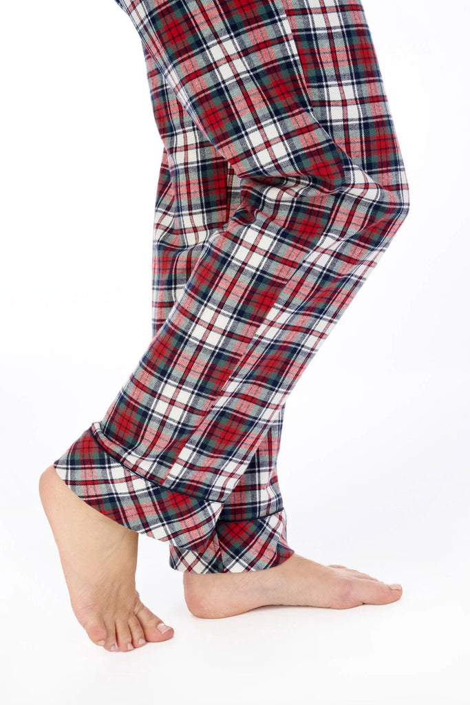 Slenderella Long Sleeve Brushed Cotton Pyjama Set - Tartan