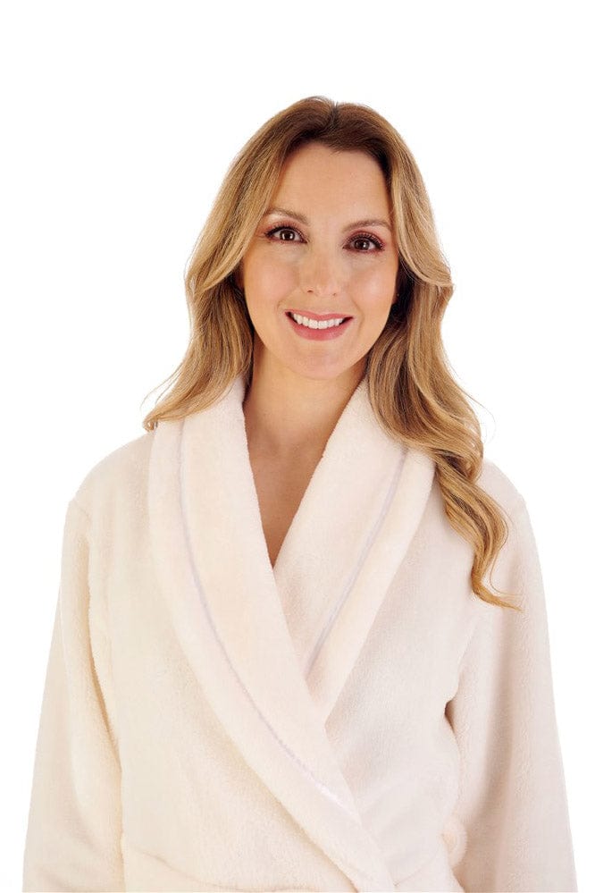 Slenderella Luxury 48 Inch Fleece Dressing Gown - Cream