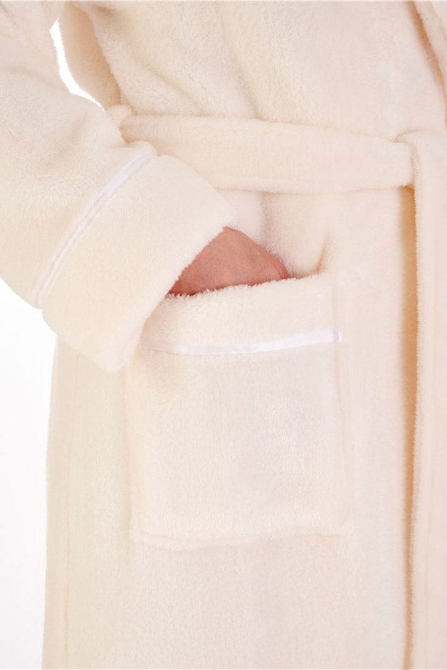 Slenderella Luxury 48 Inch Fleece Dressing Gown - Cream