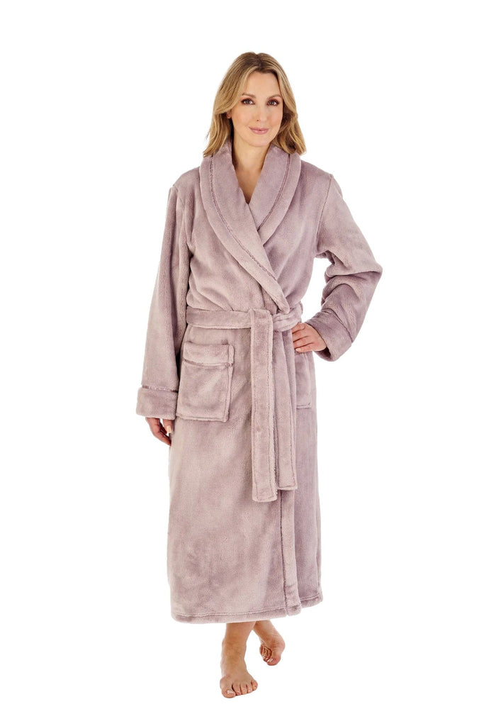 Slenderella Luxury 48 Inch Fleece Dressing Gown - Mink