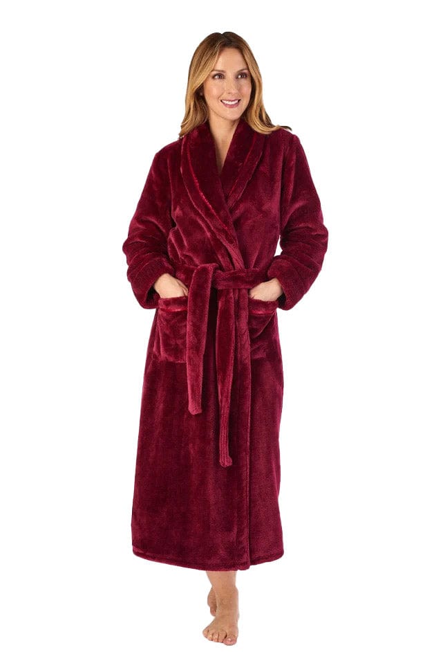 Slenderella Luxury 48 Inch Fleece Dressing Gown - Raspberry