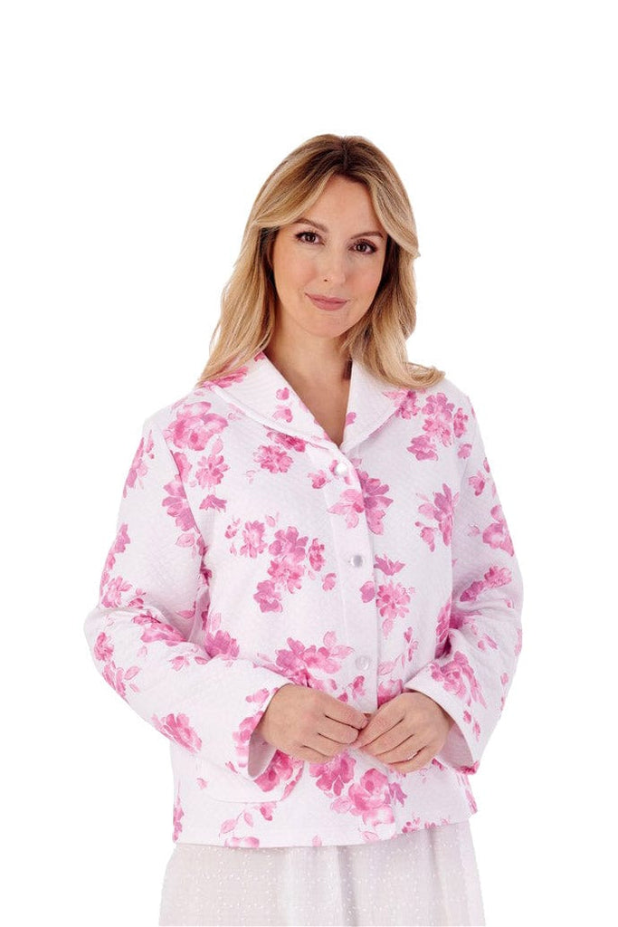 Slenderella Mock Quilt Bed Jacket - Pink Floral