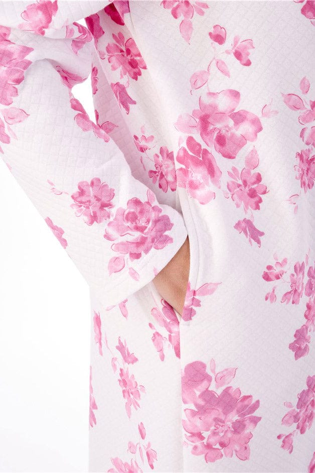 Slenderella Mock Quilt Dressing Gown - Pink Floral