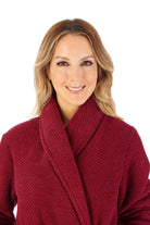 Slenderella Soft Waffle Faux Fur Lined 46 Inch Dressing Gown - Raspberry