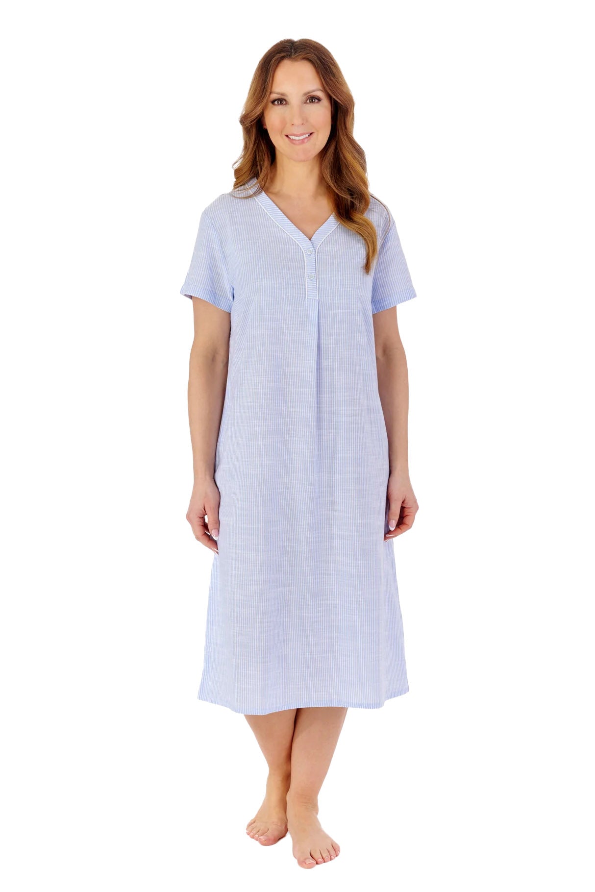 Slenderella Striped 42 Inch Nightdress - Blue