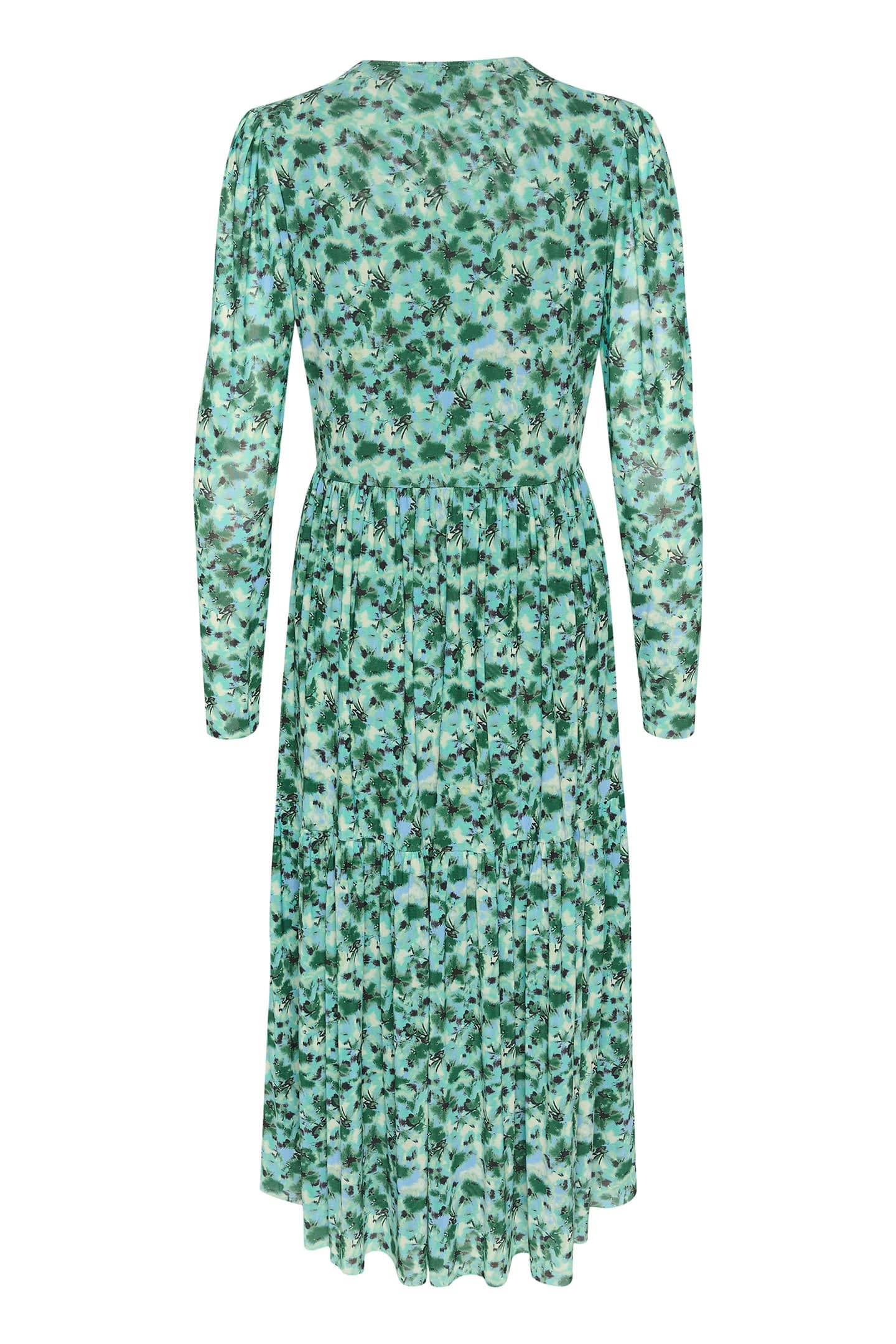 Soaked in Luxury Aldora Nora Mesh Long Sleeve Midi Dress - Green Brushed Floral