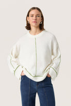Soaked in Luxury Amani Contrast Stitch Jumper - Broken White