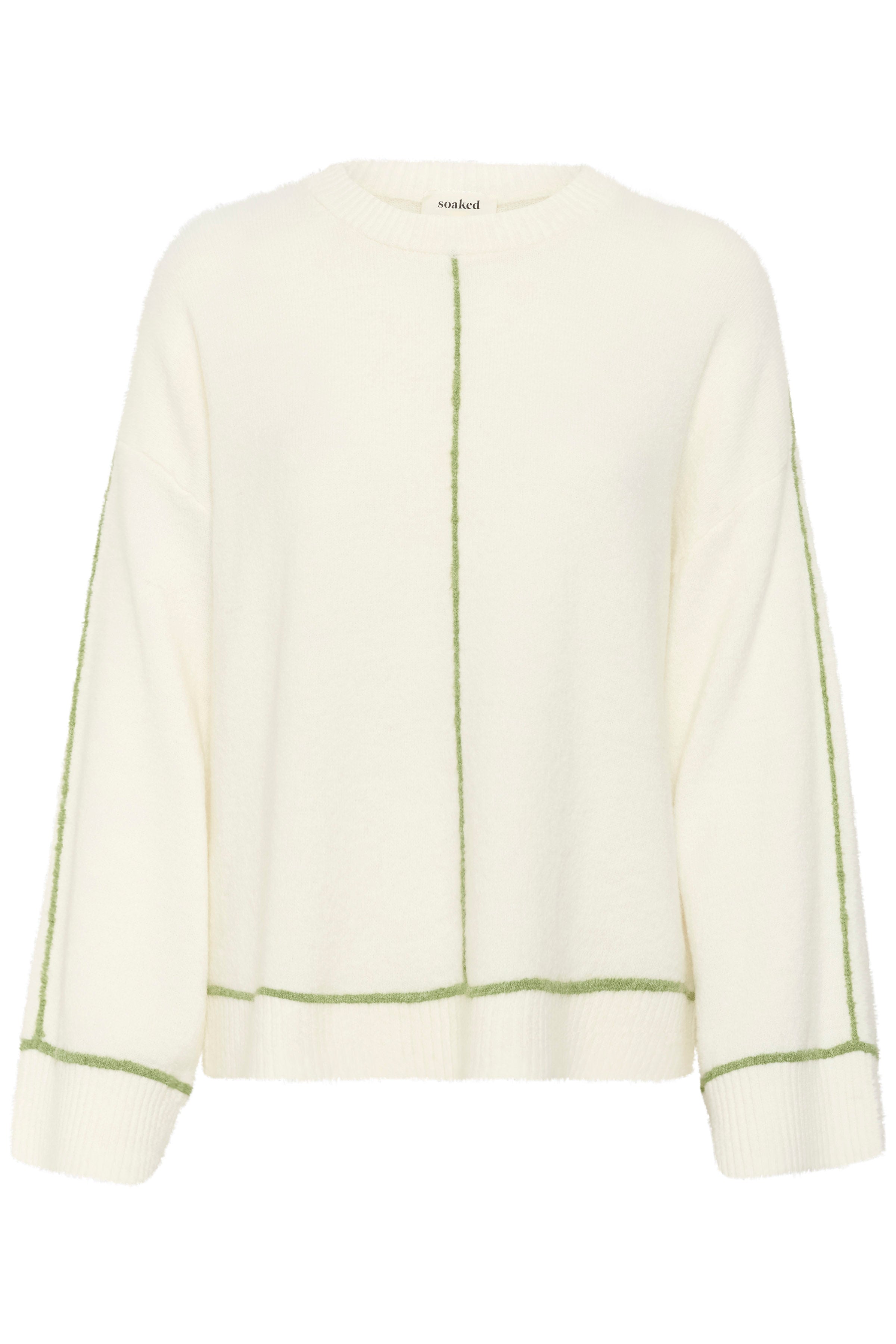 Soaked in Luxury Amani Contrast Stitch Jumper - Broken White